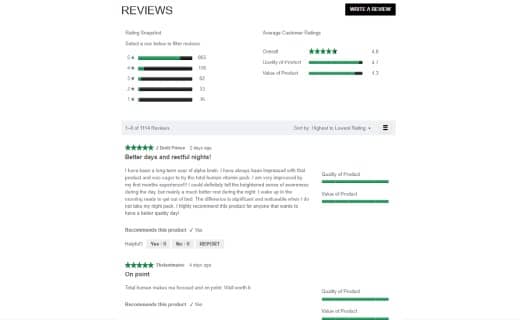 real customer reviews on total human 1