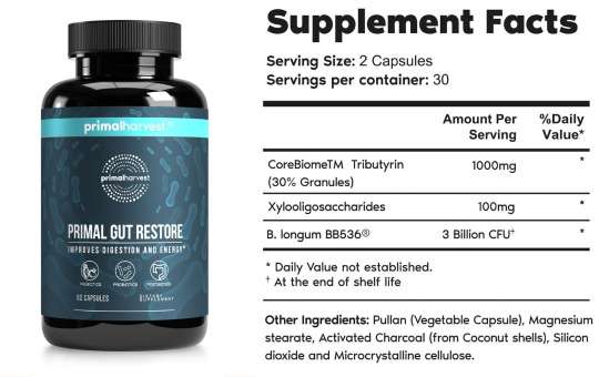 benefits and supplement facts primal gut restore