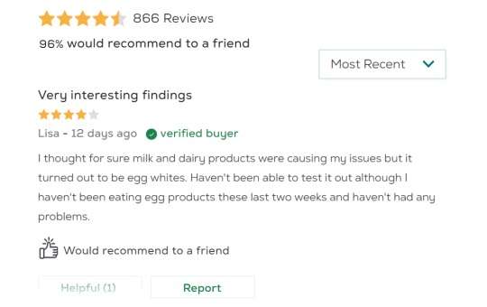 customer review of everlywell food sensitivity test