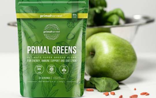 primal greens with a green apple