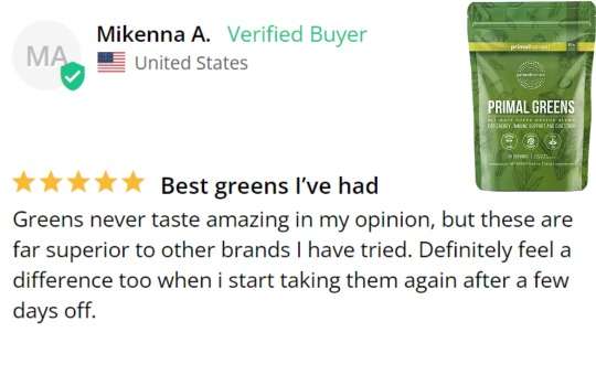 primal greens customer 5-star review