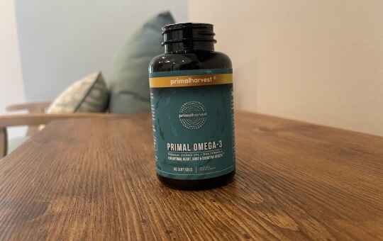 bottle of primal omega 3 supplement