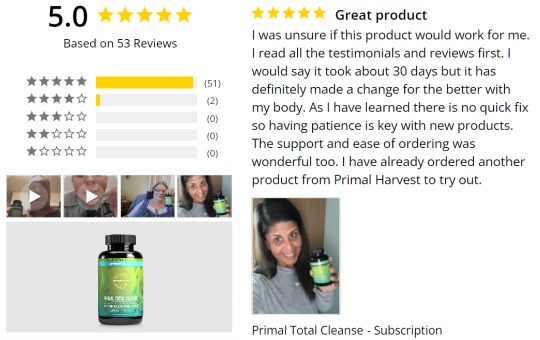5 star rating customer review of primal total cleanse