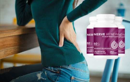 woman back pain using nerve renew