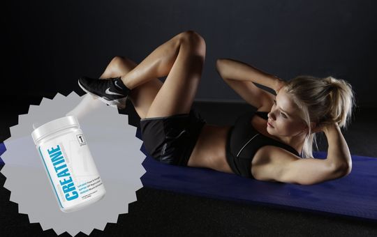 1st phorm creatine supplement with woman exercising