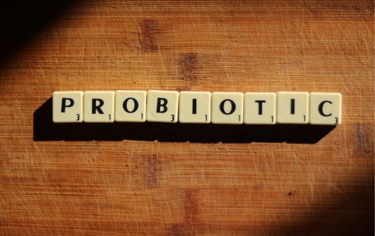 Block letters spelling probiotics