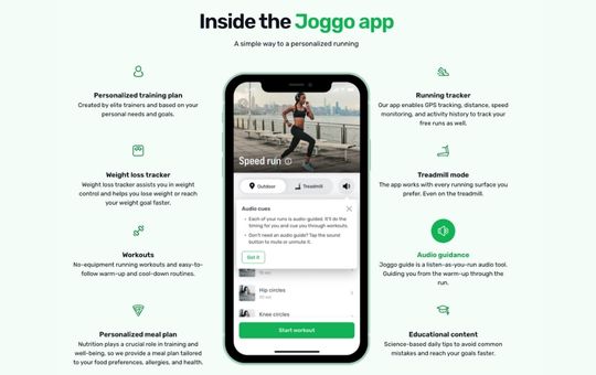 joggo app screenshot with added features