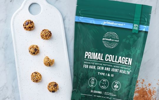 primal collagen next to a sheet of healthy cookies