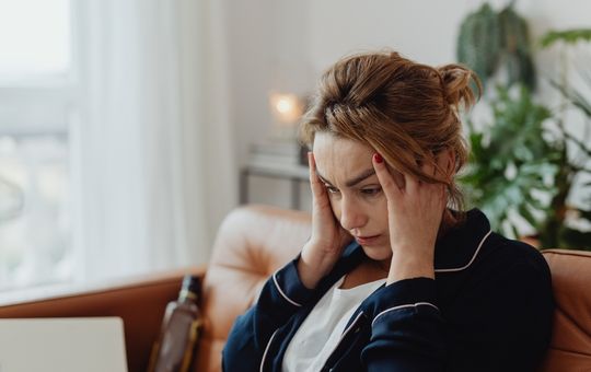 Anxiety and frustration building up in a woman